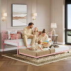 Divano Letto Singolo con Letto Estraibile, Struttura Letto in Metallo Resistente, Divano Letto Singolo in Metallo per Soggiorno e Camera Ospiti, Nessuna Rete a Molle Necessaria, Facile Montaggio