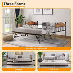 Daybed singolo con letto estraibile a scomparsa, struttura in metallo robusto con testiera, supporti resistenti per soggiorno, camera da letto, camera degli ospiti