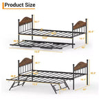 Daybed singolo con letto estraibile a scomparsa, struttura in metallo robusto con testiera, supporti resistenti per soggiorno, camera da letto, camera degli ospiti