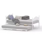 Daybed singolo con letto estraibile a scomparsa, struttura in metallo robusto con testiera, supporti resistenti per soggiorno, camera da letto, camera degli ospiti