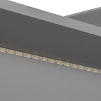 Letto a una piazza e mezza con mensole, stazione di ricarica, luce a LED, scrivania e testiera e schienale imbottiti - ModernLuxe