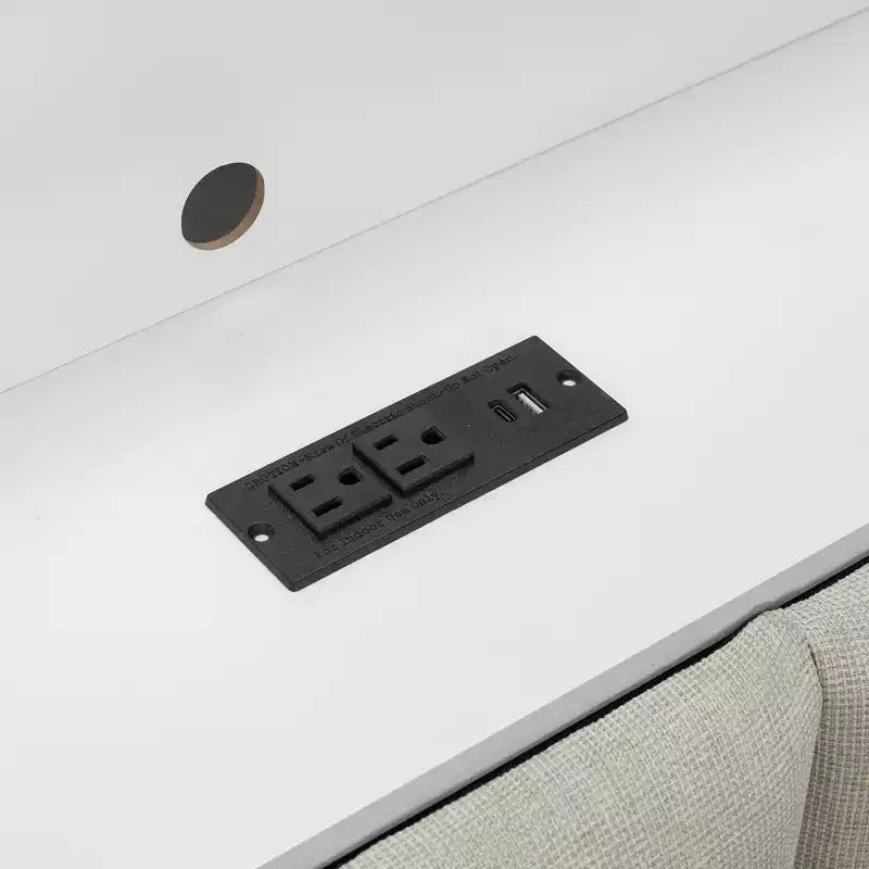 Letto a una piazza e mezza con mensole, stazione di ricarica, luce a LED, scrivania e testiera e schienale imbottiti - ModernLuxe