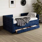 GDFStudio Alston Letto Divano Imbottito per Una Piazza con Letto Estraibile e Cassetti Contenitori