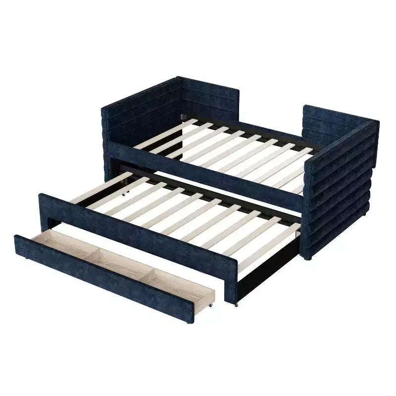 GDFStudio Alston Letto Divano Imbottito per Una Piazza con Letto Estraibile e Cassetti Contenitori