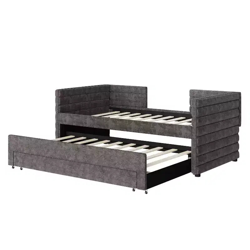 GDFStudio Alston Letto Divano Imbottito per Una Piazza con Letto Estraibile e Cassetti Contenitori