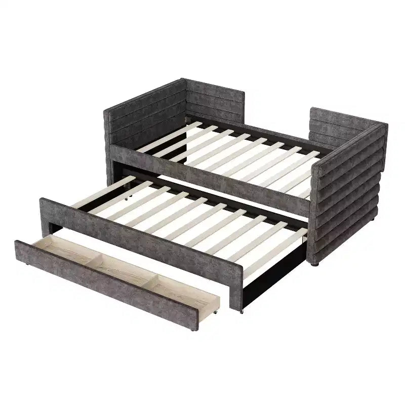 GDFStudio Alston Letto Divano Imbottito per Una Piazza con Letto Estraibile e Cassetti Contenitori