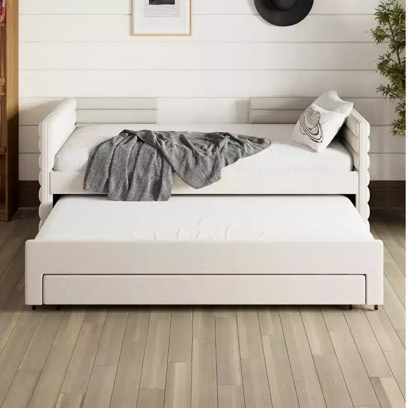 GDFStudio Alston Letto Divano Imbottito per Una Piazza con Letto Estraibile e Cassetti Contenitori