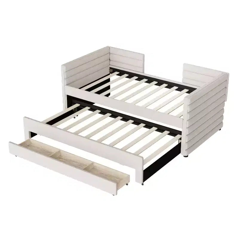 GDFStudio Alston Letto Divano Imbottito per Una Piazza con Letto Estraibile e Cassetti Contenitori