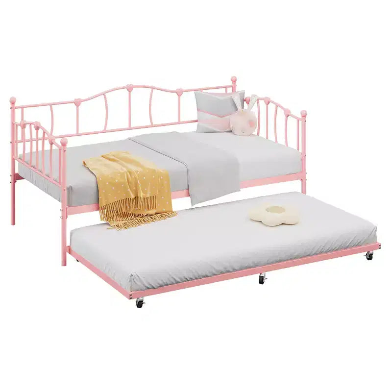 Divano letto singolo in metallo con letto estraibile, struttura divano letto con letto estraibile, piattaforma letto con supporto a doghe in acciaio, divano letto per camera da letto, soggiorno, piccoli spazi