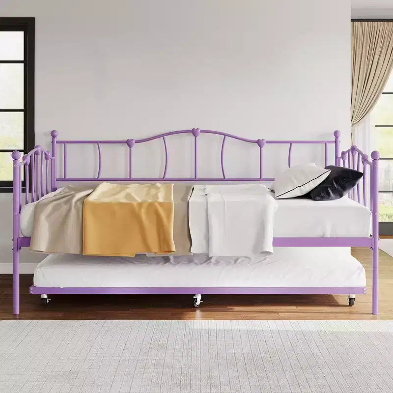 Divano letto singolo in metallo con letto estraibile, struttura divano letto con letto estraibile, piattaforma letto con supporto a doghe in acciaio, divano letto per camera da letto, soggiorno, piccoli spazi