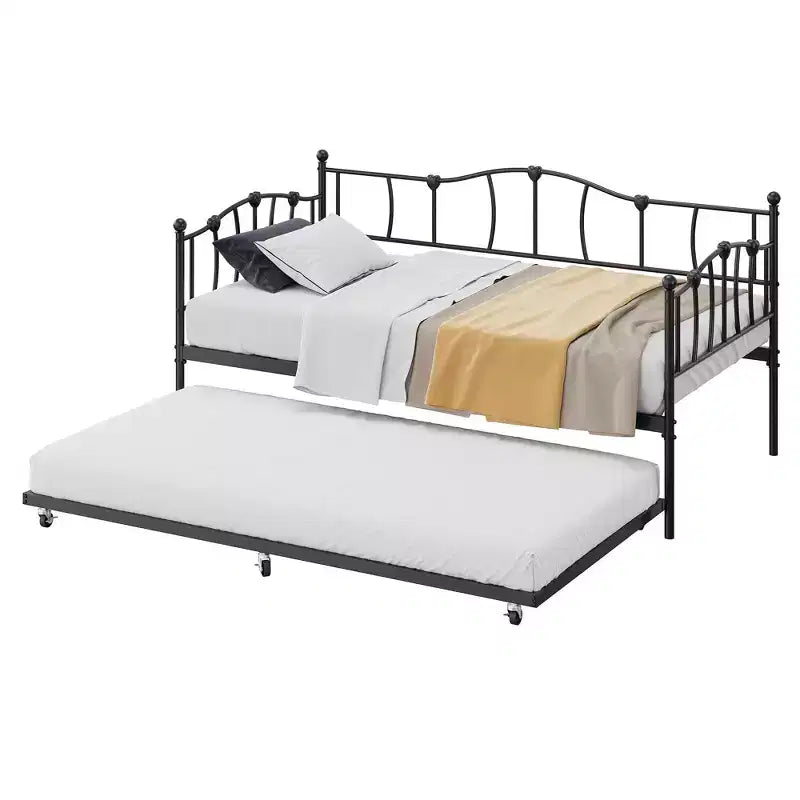 Divano letto singolo in metallo con letto estraibile, struttura divano letto con letto estraibile, piattaforma letto con supporto a doghe in acciaio, divano letto per camera da letto, soggiorno, piccoli spazi
