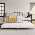 Metal Twin DayBed with Trundle, Sofa Bed Frame with Pull Out Trundle, Steel Slatted Support Platform Bed, Daybed for Bedroom Living Room Small Spaces