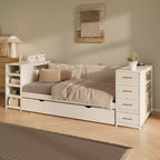 GDFStudio Abigail Wooden Twin Size Daybed with Trundle and Storage Drawers