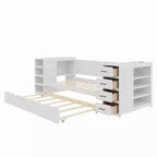 GDFStudio Abigail Letto a giorno doppio in legno con letto estraibile e cassetti contenitore