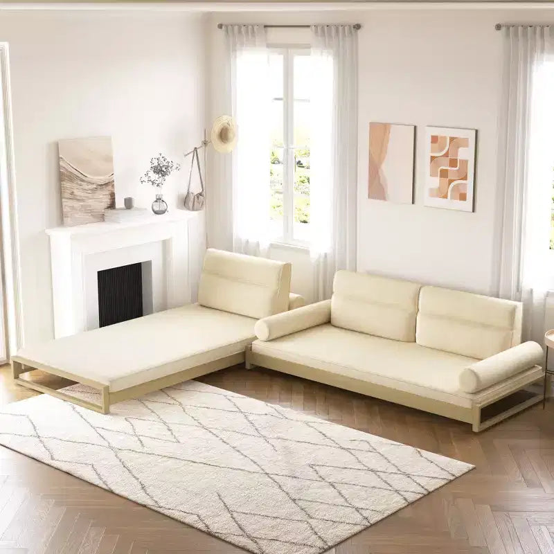 Divano letto moderno convertibile Gaoyangjiaju da 82,67 pollici con struttura in legno massello e fodere rimovibili