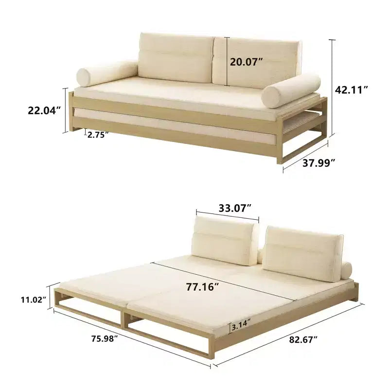 Divano letto moderno convertibile Gaoyangjiaju da 82,67 pollici con struttura in legno massello e fodere rimovibili