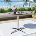 Captiva Designs 1pc Outdoor Patio Steel Dining Table with Sturdy Pedestal Base and X-Shaped Legs