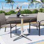 Captiva Designs Tavolo da pranzo da esterno in acciaio da 1 pezzo con robusta base a piedistallo e gambe a X