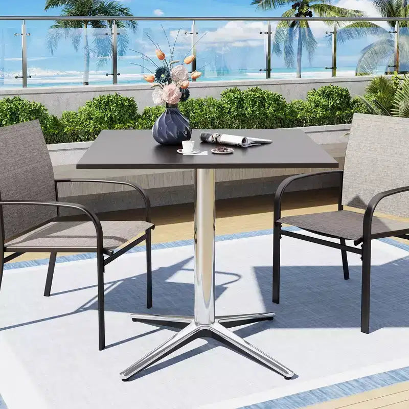 Captiva Designs Tavolo da pranzo da esterno in acciaio da 1 pezzo con robusta base a piedistallo e gambe a X