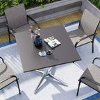 Captiva Designs Tavolo da pranzo da esterno in acciaio da 1 pezzo con robusta base a piedistallo e gambe a X