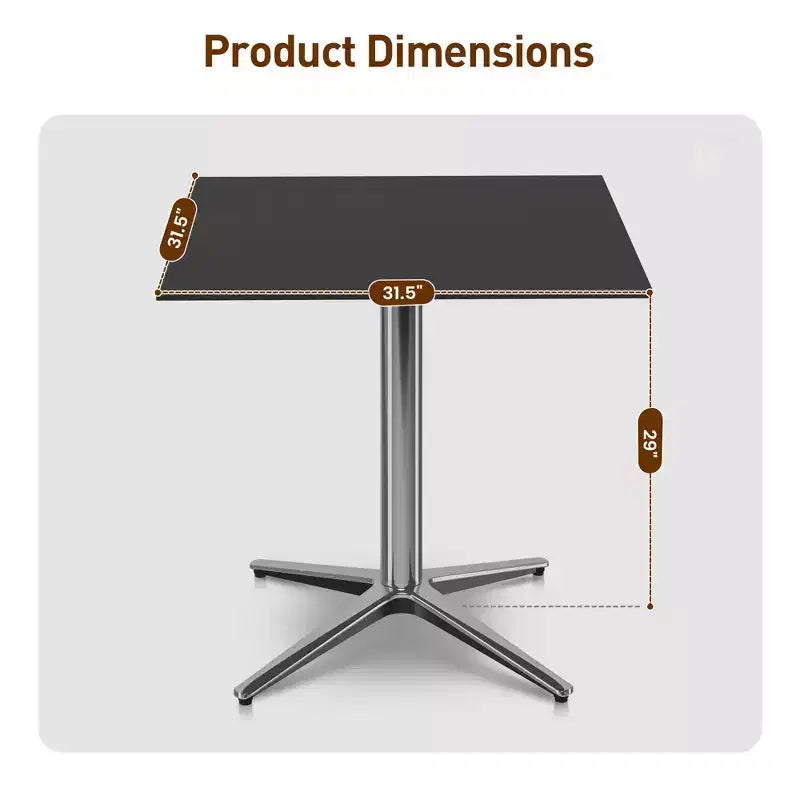 Captiva Designs Tavolo da pranzo da esterno in acciaio da 1 pezzo con robusta base a piedistallo e gambe a X