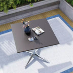 Captiva Designs Tavolo da pranzo da esterno in acciaio da 1 pezzo con robusta base a piedistallo e gambe a X