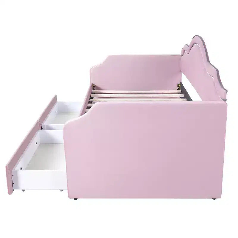 Divano Letto Imbottito Una Piazza e Mezza/Matrimoniale con LED e 2 Cassetti - ModernLuxe