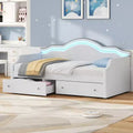 Twin/Full Size Upholstered Daybed with LED and 2 Drawers - ModernLuxe