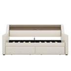 Bellemave Divano Letto Singolo con Cassetti, Struttura Imbottita con Stazione di Ricarica e Luci LED, Beige