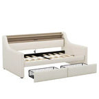 Bellemave Divano Letto Singolo con Cassetti, Struttura Imbottita con Stazione di Ricarica e Luci LED, Beige