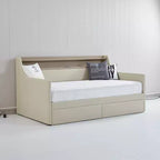 Bellemave Divano Letto Singolo con Cassetti, Struttura Imbottita con Stazione di Ricarica e Luci LED, Beige