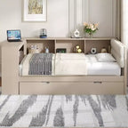 Letto a Giorno Matrimoniale/Una Piazza e Mezza con Ripiani Portaoggetti, Letto Estraibile, Stazione di Ricarica e Testiera Imbottita - ModernLuxe