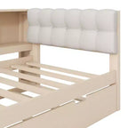 Letto a Giorno Matrimoniale/Una Piazza e Mezza con Ripiani Portaoggetti, Letto Estraibile, Stazione di Ricarica e Testiera Imbottita - ModernLuxe