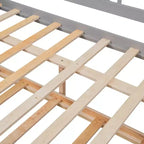 Bellemave Letto Matrimoniale con Lettino Estraibile Singolo, Struttura Letto in Legno con Sponde Protettive, Divano Letto per Camera da Letto/Soggiorno, Nessuna Rete a Molle, Grigio