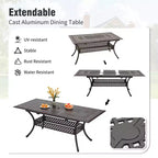 Tavolo da pranzo da esterno Captiva Designs in alluminio fuso per patio e giardino, resistente alle intemperie, con piano inciso