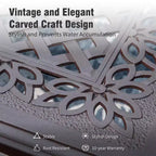 Tavolo da pranzo da esterno Captiva Designs in alluminio fuso per patio e giardino, resistente alle intemperie, con piano inciso