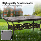 Tavolo da pranzo da esterno Captiva Designs in alluminio fuso per patio e giardino, resistente alle intemperie, con piano inciso