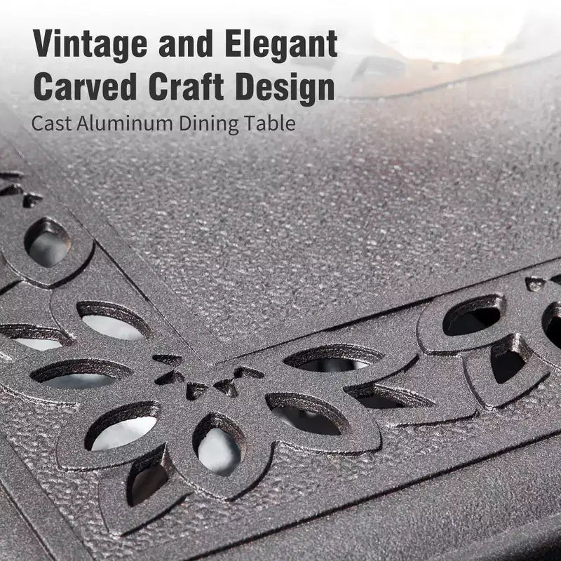 Tavolo da pranzo da esterno Captiva Designs in alluminio fuso per patio e giardino, resistente alle intemperie, con piano inciso