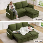 Divano Letto Trasformabile Dyonery 81, Divano Estraibile 2 in 1 con Chaise Longue Reversibile con Contenitore