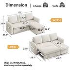 Divano Letto Trasformabile Dyonery 81, Divano Estraibile 2 in 1 con Chaise Longue Reversibile con Contenitore
