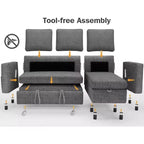 Divano Letto Trasformabile Dyonery 81, Divano Estraibile 2 in 1 con Chaise Longue Reversibile con Contenitore