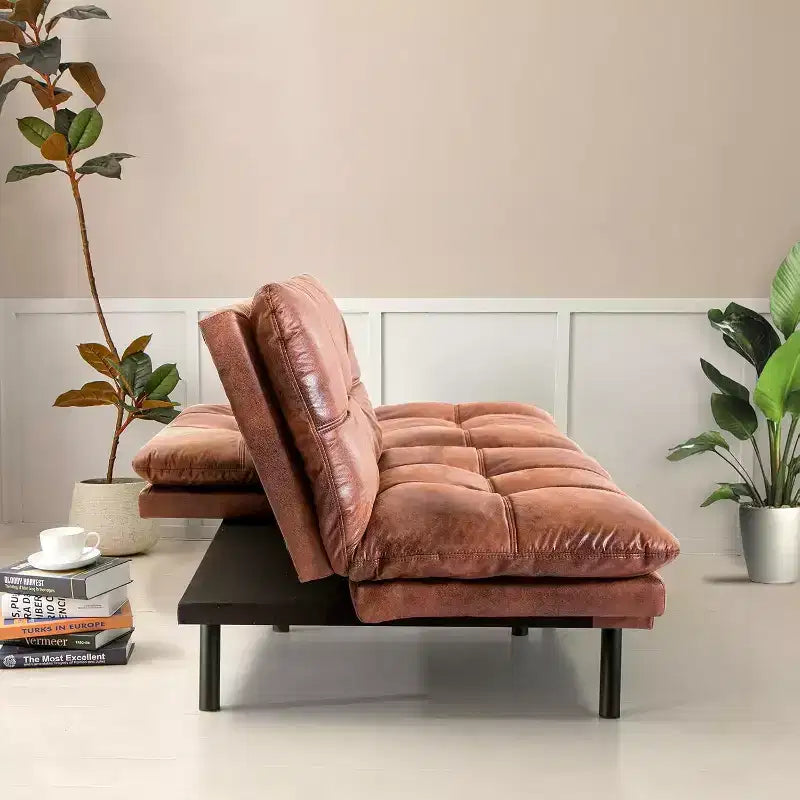 Divano Letto Dyonery in Ecopelle Nera con Memory Foam, Schienale e Braccioli Regolabili, Divanetto Trasformabile Multifunzione