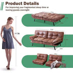 Divano Letto Dyonery in Ecopelle Nera con Memory Foam, Schienale e Braccioli Regolabili, Divanetto Trasformabile Multifunzione