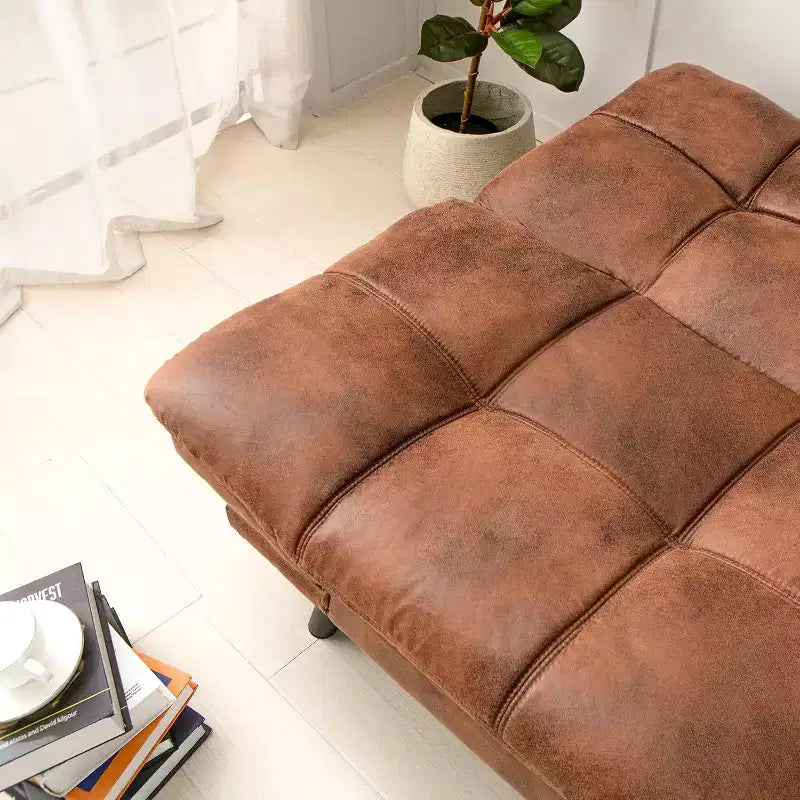 Divano Letto Dyonery in Ecopelle Nera con Memory Foam, Schienale e Braccioli Regolabili, Divanetto Trasformabile Multifunzione