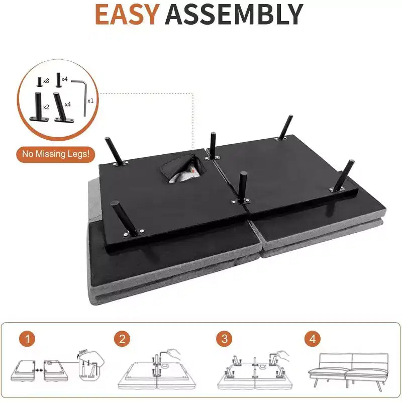Divano Letto Dyonery in Ecopelle Nera con Memory Foam, Schienale e Braccioli Regolabili, Divanetto Trasformabile Multifunzione