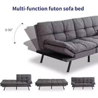 Divano Letto Dyonery in Ecopelle Nera con Memory Foam, Schienale e Braccioli Regolabili, Divanetto Trasformabile Multifunzione