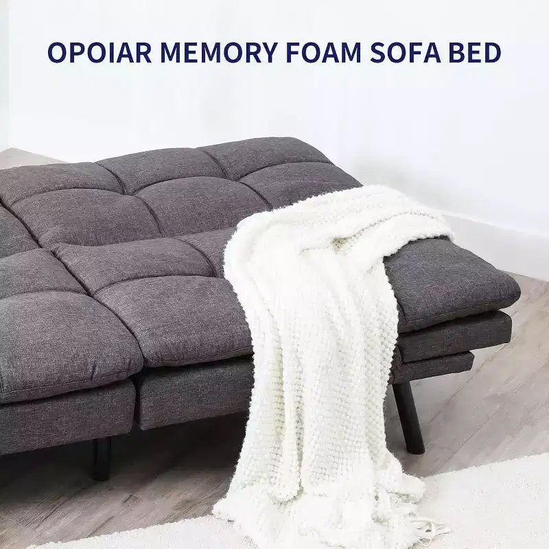 Divano Letto Dyonery in Ecopelle Nera con Memory Foam, Schienale e Braccioli Regolabili, Divanetto Trasformabile Multifunzione