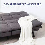 Divano Letto Dyonery in Ecopelle Nera con Memory Foam, Schienale e Braccioli Regolabili, Divanetto Trasformabile Multifunzione