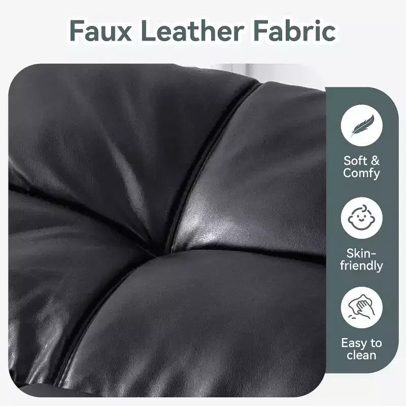Divano Letto Dyonery in Ecopelle Nera con Memory Foam, Schienale e Braccioli Regolabili, Divanetto Trasformabile Multifunzione