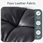 Divano Letto Dyonery in Ecopelle Nera con Memory Foam, Schienale e Braccioli Regolabili, Divanetto Trasformabile Multifunzione